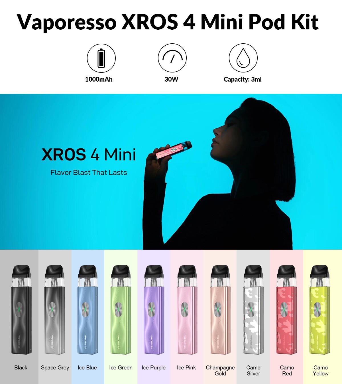 vaporesso xros 4 mini vape pod kit 30w
